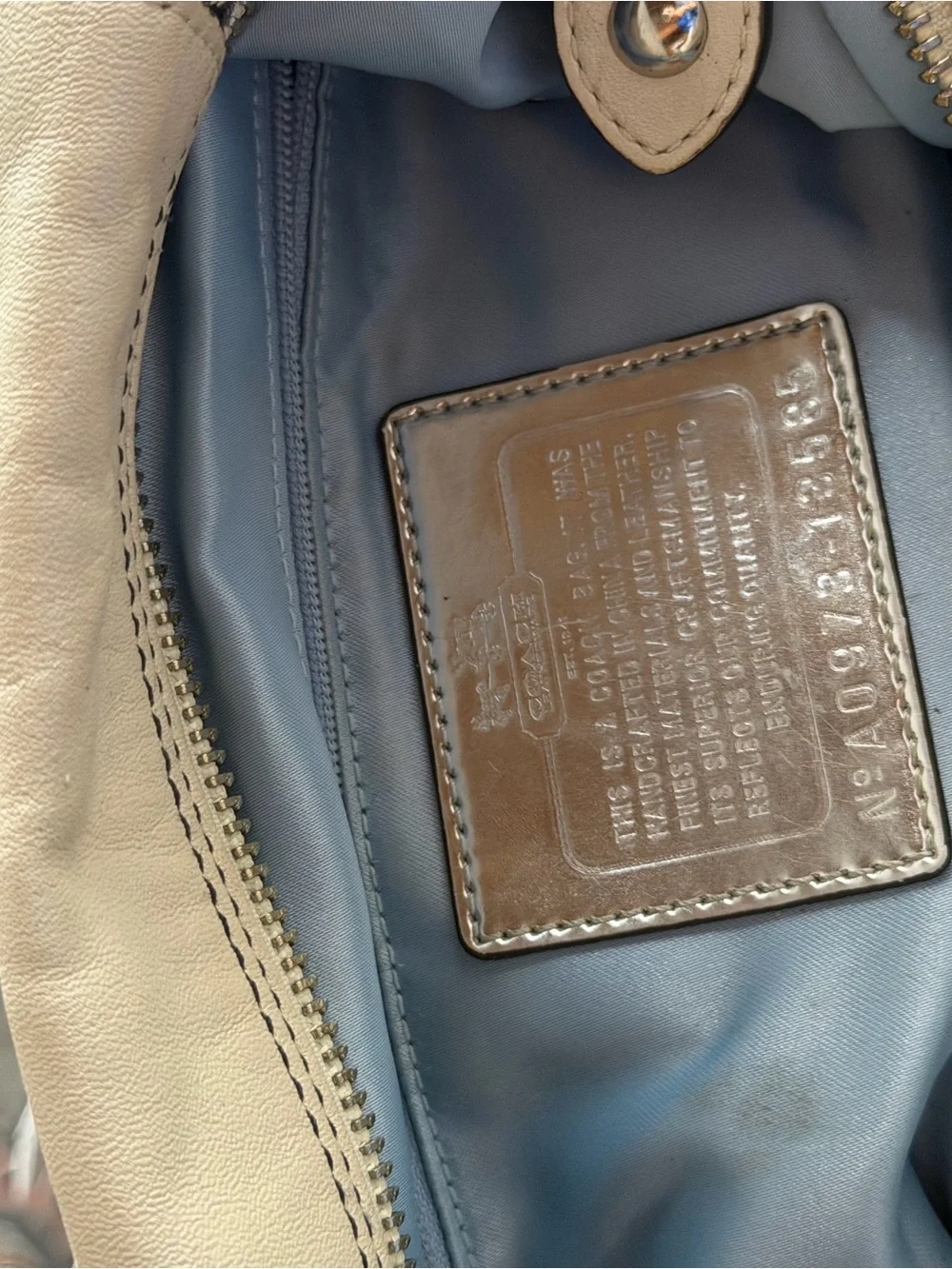 Coach Cream and Black Signature Shoulder Bag